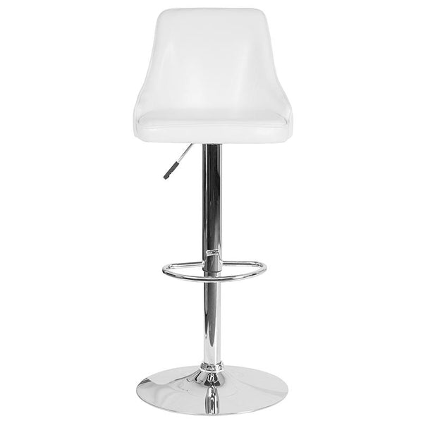 Flash Furniture Trieste Contemporary Adjustable Height Barstool in White Leather - DS-8121A-WH-GG