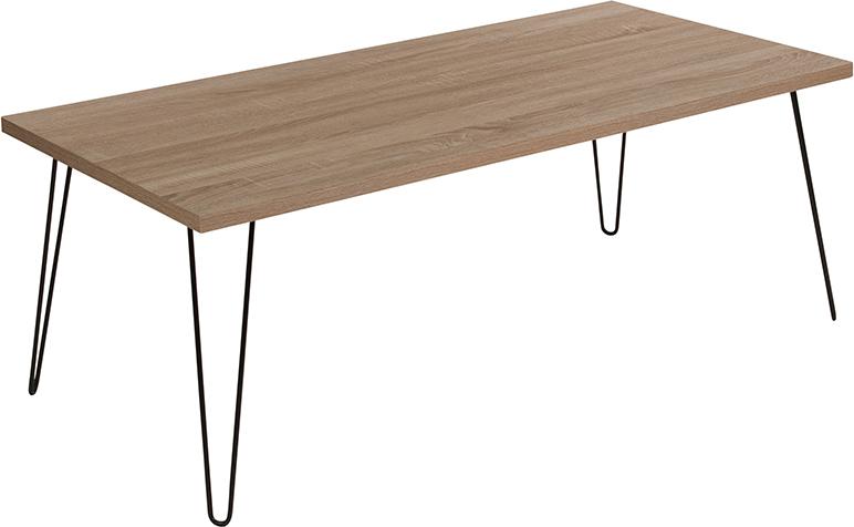 Flash Furniture Union Square Collection Sonoma Oak Wood Grain Finish Coffee Table with Black Metal Legs - NAN-JN-2628CT-GG