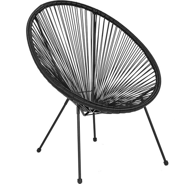 Flash Furniture Valencia Oval Comfort Series Take Ten Black Rattan Lounge Chair - TLH-094-BLACK-GG