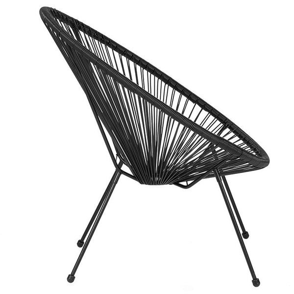 Flash Furniture Valencia Oval Comfort Series Take Ten Black Rattan Lounge Chair - TLH-094-BLACK-GG