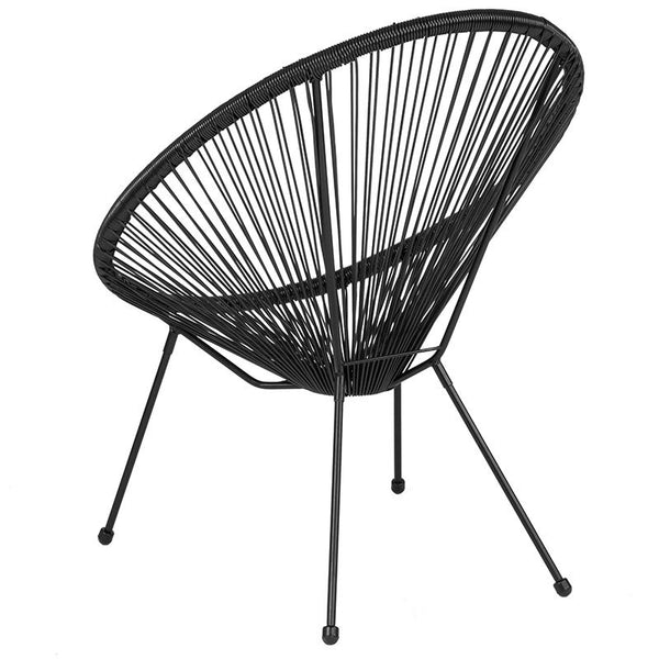 Flash Furniture Valencia Oval Comfort Series Take Ten Black Rattan Lounge Chair - TLH-094-BLACK-GG