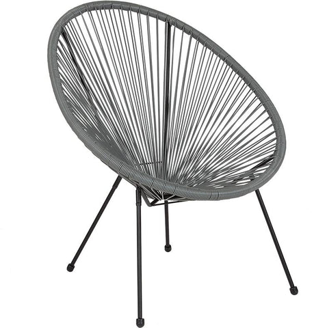 Flash Furniture Valencia Oval Comfort Series Take Ten Grey Rattan Lounge Chair - TLH-094-GREY-GG