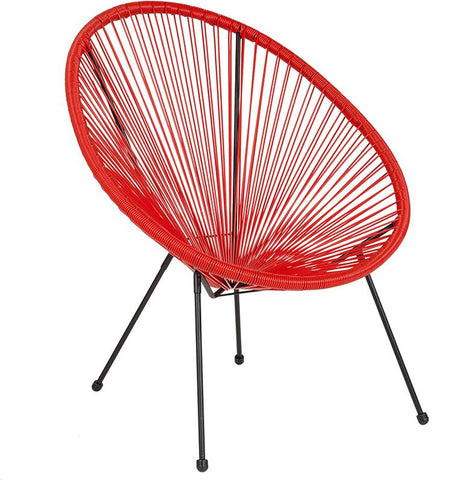 Flash Furniture Valencia Oval Comfort Series Take Ten Red Rattan Lounge Chair - TLH-094-RED-GG