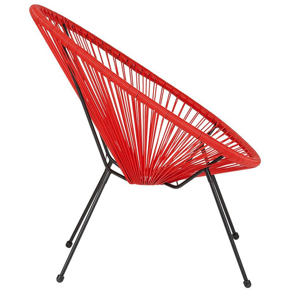 Flash Furniture Valencia Oval Comfort Series Take Ten Red Rattan Lounge Chair - TLH-094-RED-GG