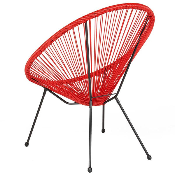 Flash Furniture Valencia Oval Comfort Series Take Ten Red Rattan Lounge Chair - TLH-094-RED-GG