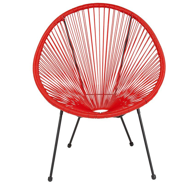 Flash Furniture Valencia Oval Comfort Series Take Ten Red Rattan Lounge Chair - TLH-094-RED-GG