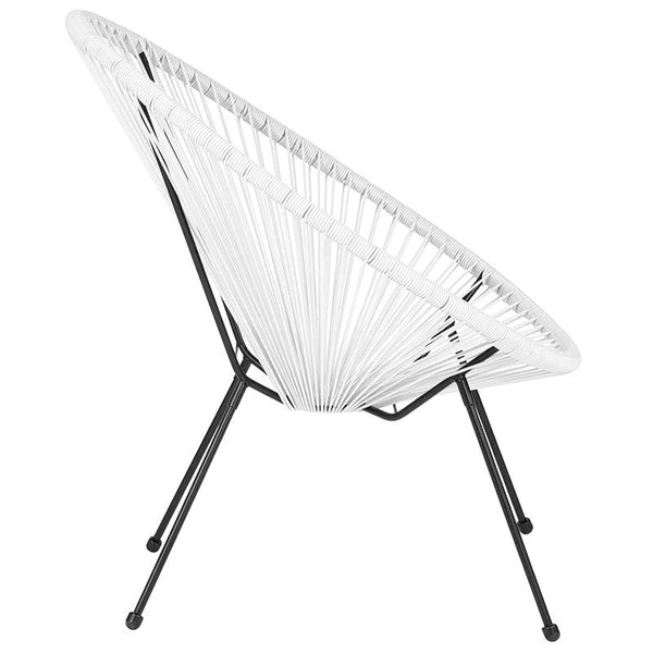 Flash Furniture Valencia Oval Comfort Series Take Ten White Rattan Lounge Chair - TLH-094-WHITE-GG