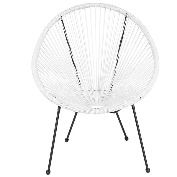 Flash Furniture Valencia Oval Comfort Series Take Ten White Rattan Lounge Chair - TLH-094-WHITE-GG