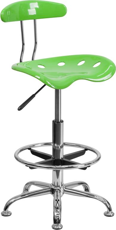 Flash Furniture Vibrant Apple Green and Chrome Drafting Stool with Tractor Seat - LF-215-APPLEGREEN-GG