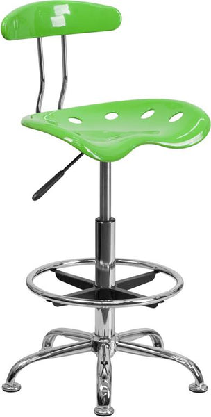 Flash Furniture Vibrant Apple Green and Chrome Drafting Stool with Tractor Seat - LF-215-APPLEGREEN-GG