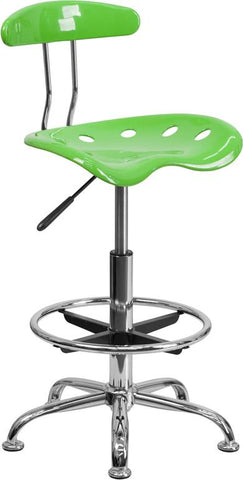 Flash Furniture Vibrant Apple Green and Chrome Drafting Stool with Tractor Seat - LF-215-APPLEGREEN-GG