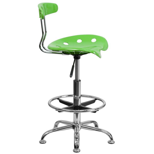 Flash Furniture Vibrant Apple Green and Chrome Drafting Stool with Tractor Seat - LF-215-APPLEGREEN-GG