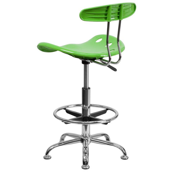 Flash Furniture Vibrant Apple Green and Chrome Drafting Stool with Tractor Seat - LF-215-APPLEGREEN-GG