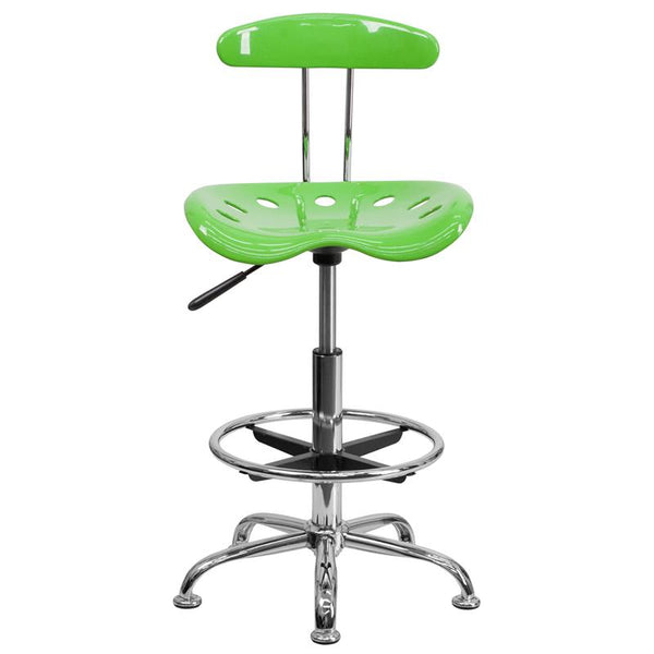 Flash Furniture Vibrant Apple Green and Chrome Drafting Stool with Tractor Seat - LF-215-APPLEGREEN-GG