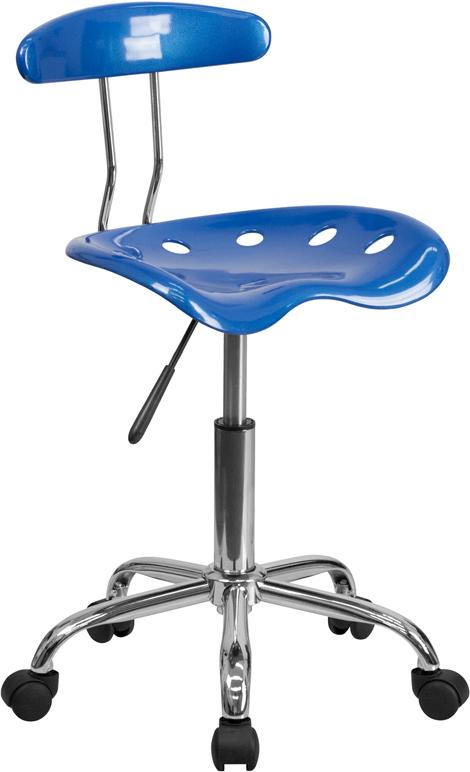 Flash Furniture Vibrant Bright Blue and Chrome Swivel Task Chair with Tractor Seat - LF-214-BRIGHTBLUE-GG