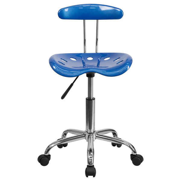 Flash Furniture Vibrant Bright Blue and Chrome Swivel Task Chair with Tractor Seat - LF-214-BRIGHTBLUE-GG