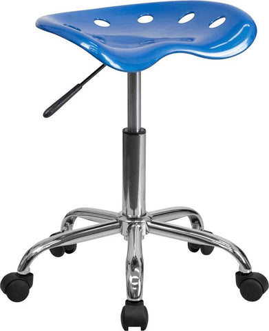 Flash Furniture Vibrant Bright Blue Tractor Seat and Chrome Stool - LF-214A-BRIGHTBLUE-GG