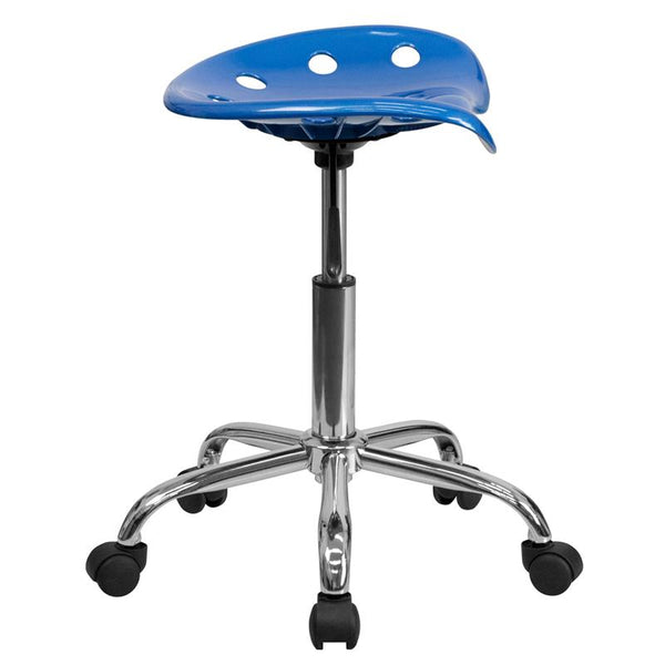 Flash Furniture Vibrant Bright Blue Tractor Seat and Chrome Stool - LF-214A-BRIGHTBLUE-GG