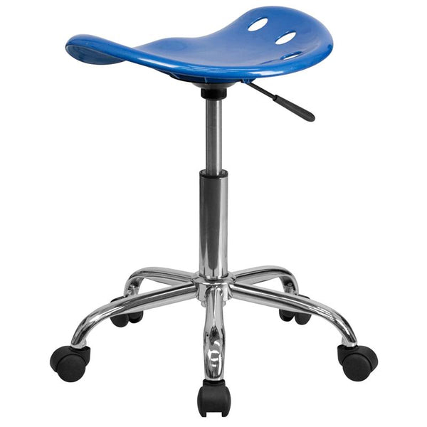 Flash Furniture Vibrant Bright Blue Tractor Seat and Chrome Stool - LF-214A-BRIGHTBLUE-GG