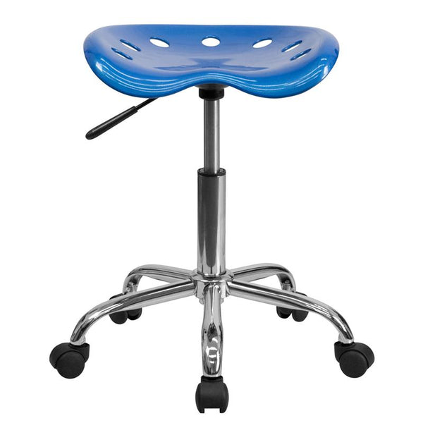 Flash Furniture Vibrant Bright Blue Tractor Seat and Chrome Stool - LF-214A-BRIGHTBLUE-GG