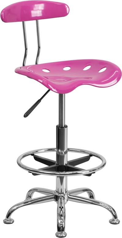 Flash Furniture Vibrant Candy Heart and Chrome Drafting Stool with Tractor Seat - LF-215-CANDYHEART-GG