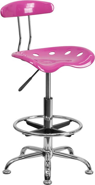 Flash Furniture Vibrant Candy Heart and Chrome Drafting Stool with Tractor Seat - LF-215-CANDYHEART-GG