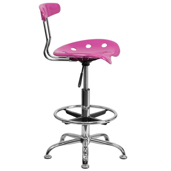 Flash Furniture Vibrant Candy Heart and Chrome Drafting Stool with Tractor Seat - LF-215-CANDYHEART-GG