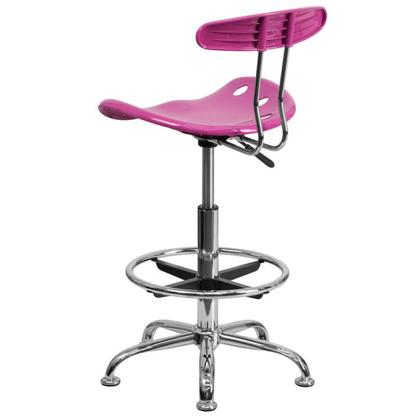 Flash Furniture Vibrant Candy Heart and Chrome Drafting Stool with Tractor Seat - LF-215-CANDYHEART-GG