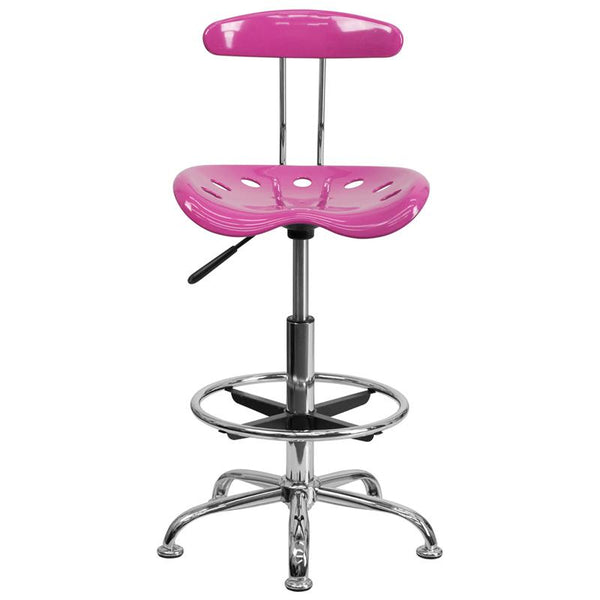 Flash Furniture Vibrant Candy Heart and Chrome Drafting Stool with Tractor Seat - LF-215-CANDYHEART-GG