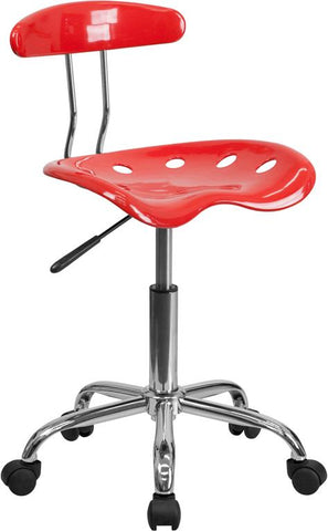 Flash Furniture Vibrant Cherry Tomato and Chrome Swivel Task Chair with Tractor Seat - LF-214-CHERRYTOMATO-GG