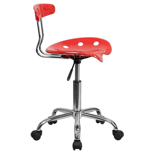 Flash Furniture Vibrant Cherry Tomato and Chrome Swivel Task Chair with Tractor Seat - LF-214-CHERRYTOMATO-GG