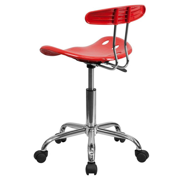 Flash Furniture Vibrant Cherry Tomato and Chrome Swivel Task Chair with Tractor Seat - LF-214-CHERRYTOMATO-GG