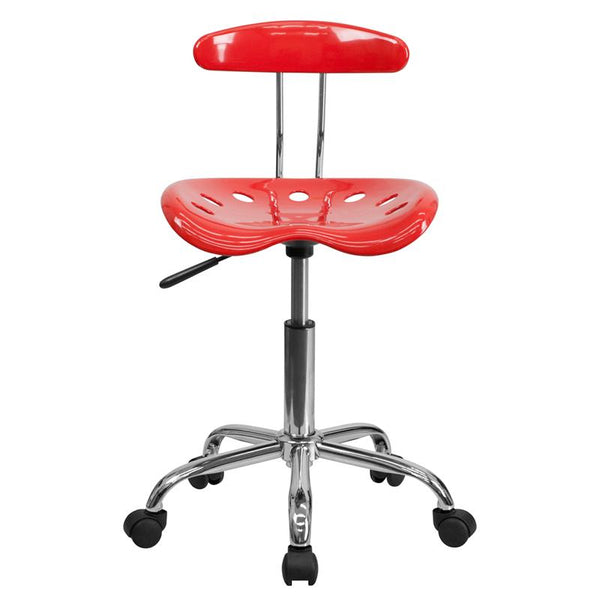 Flash Furniture Vibrant Cherry Tomato and Chrome Swivel Task Chair with Tractor Seat - LF-214-CHERRYTOMATO-GG