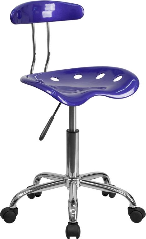 Flash Furniture Vibrant Deep Blue and Chrome Swivel Task Chair with Tractor Seat - LF-214-DEEPBLUE-GG