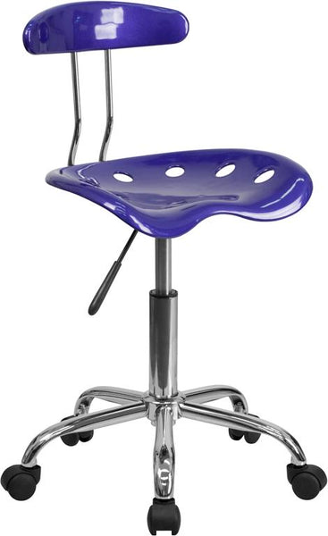 Flash Furniture Vibrant Deep Blue and Chrome Swivel Task Chair with Tractor Seat - LF-214-DEEPBLUE-GG