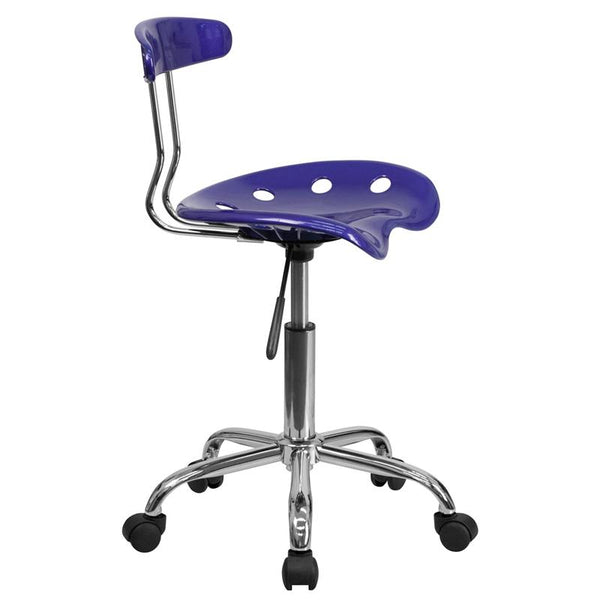 Flash Furniture Vibrant Deep Blue and Chrome Swivel Task Chair with Tractor Seat - LF-214-DEEPBLUE-GG