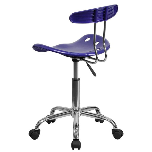 Flash Furniture Vibrant Deep Blue and Chrome Swivel Task Chair with Tractor Seat - LF-214-DEEPBLUE-GG