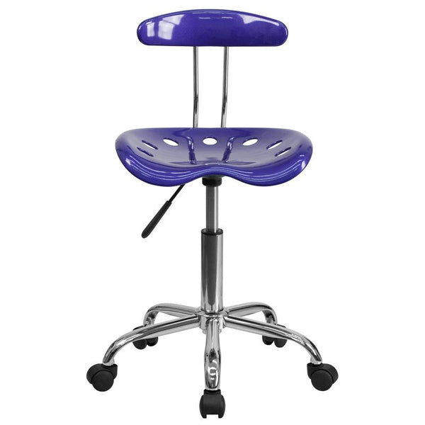 Flash Furniture Vibrant Deep Blue and Chrome Swivel Task Chair with Tractor Seat - LF-214-DEEPBLUE-GG