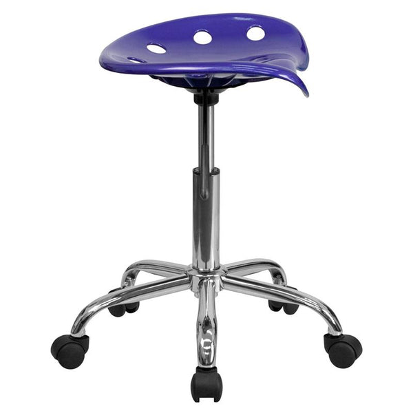 Flash Furniture Vibrant Deep Blue Tractor Seat and Chrome Stool - LF-214A-DEEPBLUE-GG