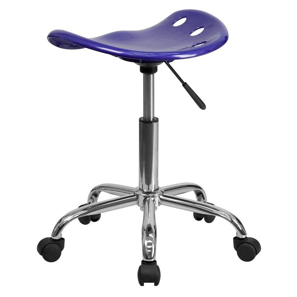 Flash Furniture Vibrant Deep Blue Tractor Seat and Chrome Stool - LF-214A-DEEPBLUE-GG