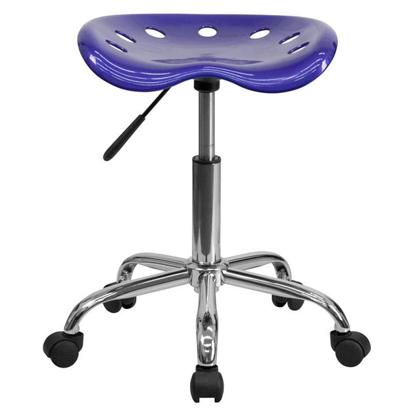 Flash Furniture Vibrant Deep Blue Tractor Seat and Chrome Stool - LF-214A-DEEPBLUE-GG