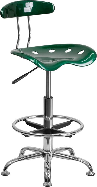 Flash Furniture Vibrant Green and Chrome Drafting Stool with Tractor Seat - LF-215-GREEN-GG