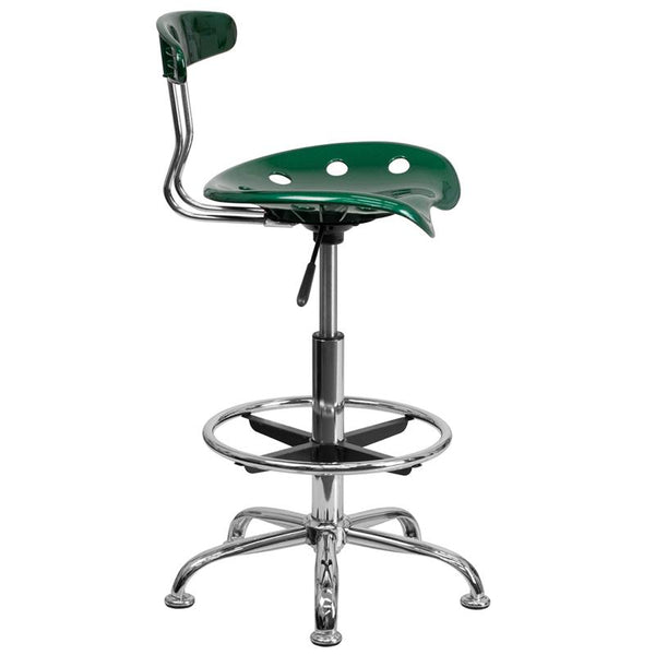 Flash Furniture Vibrant Green and Chrome Drafting Stool with Tractor Seat - LF-215-GREEN-GG