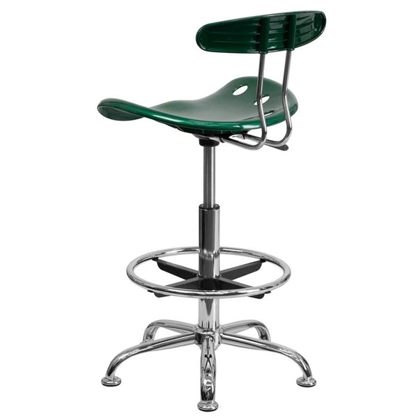 Flash Furniture Vibrant Green and Chrome Drafting Stool with Tractor Seat - LF-215-GREEN-GG