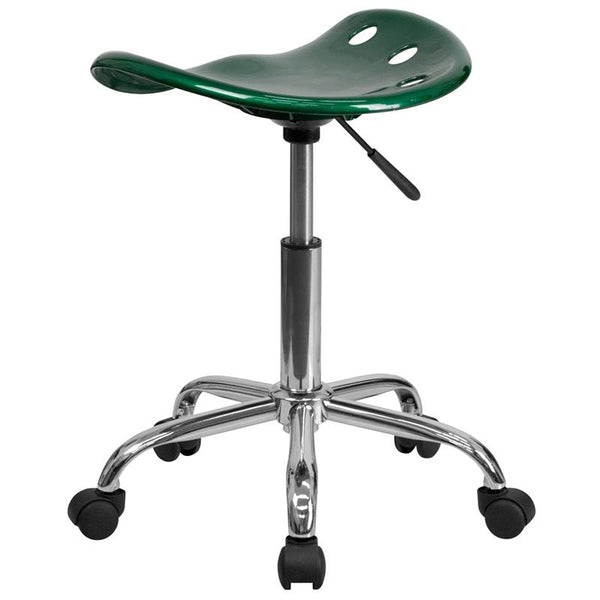 Flash Furniture Vibrant Green Tractor Seat and Chrome Stool - LF-214A-GREEN-GG