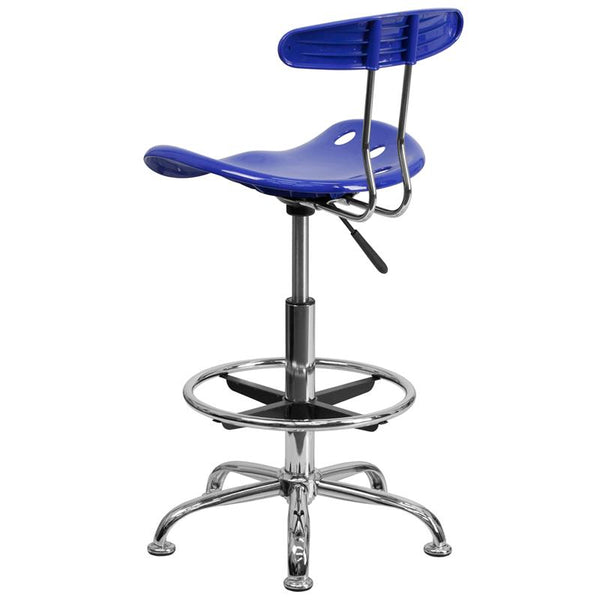 Flash Furniture Vibrant Nautical Blue and Chrome Drafting Stool with Tractor Seat - LF-215-NAUTICALBLUE-GG