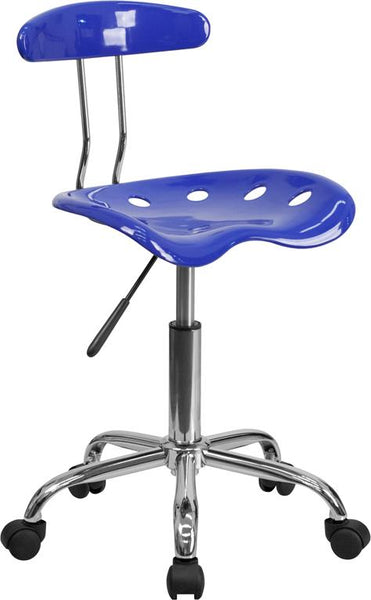 Flash Furniture Vibrant Nautical Blue and Chrome Swivel Task Chair with Tractor Seat - LF-214-NAUTICALBLUE-GG