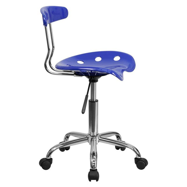 Flash Furniture Vibrant Nautical Blue and Chrome Swivel Task Chair with Tractor Seat - LF-214-NAUTICALBLUE-GG