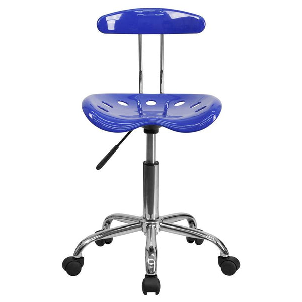 Flash Furniture Vibrant Nautical Blue and Chrome Swivel Task Chair with Tractor Seat - LF-214-NAUTICALBLUE-GG