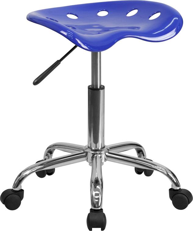 Flash Furniture Vibrant Nautical Blue Tractor Seat and Chrome Stool - LF-214A-NAUTICALBLUE-GG